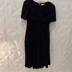 Vintage Argenti Velvet Velour Dress Sz 10 Brown Sparkle Excellent Cond Hong Kong